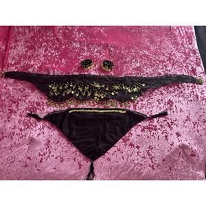 Gypsy Halloween Accessories Belly Dance Costume Hip Scarf Coins Beads Gold